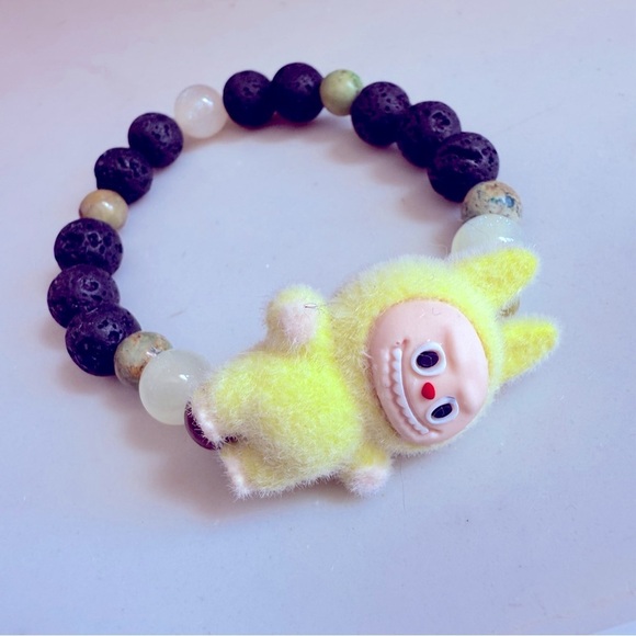 NWOT Unisex Handmade Labubu Genuine Stone Beaded Bracelet - Picture 1 of 3